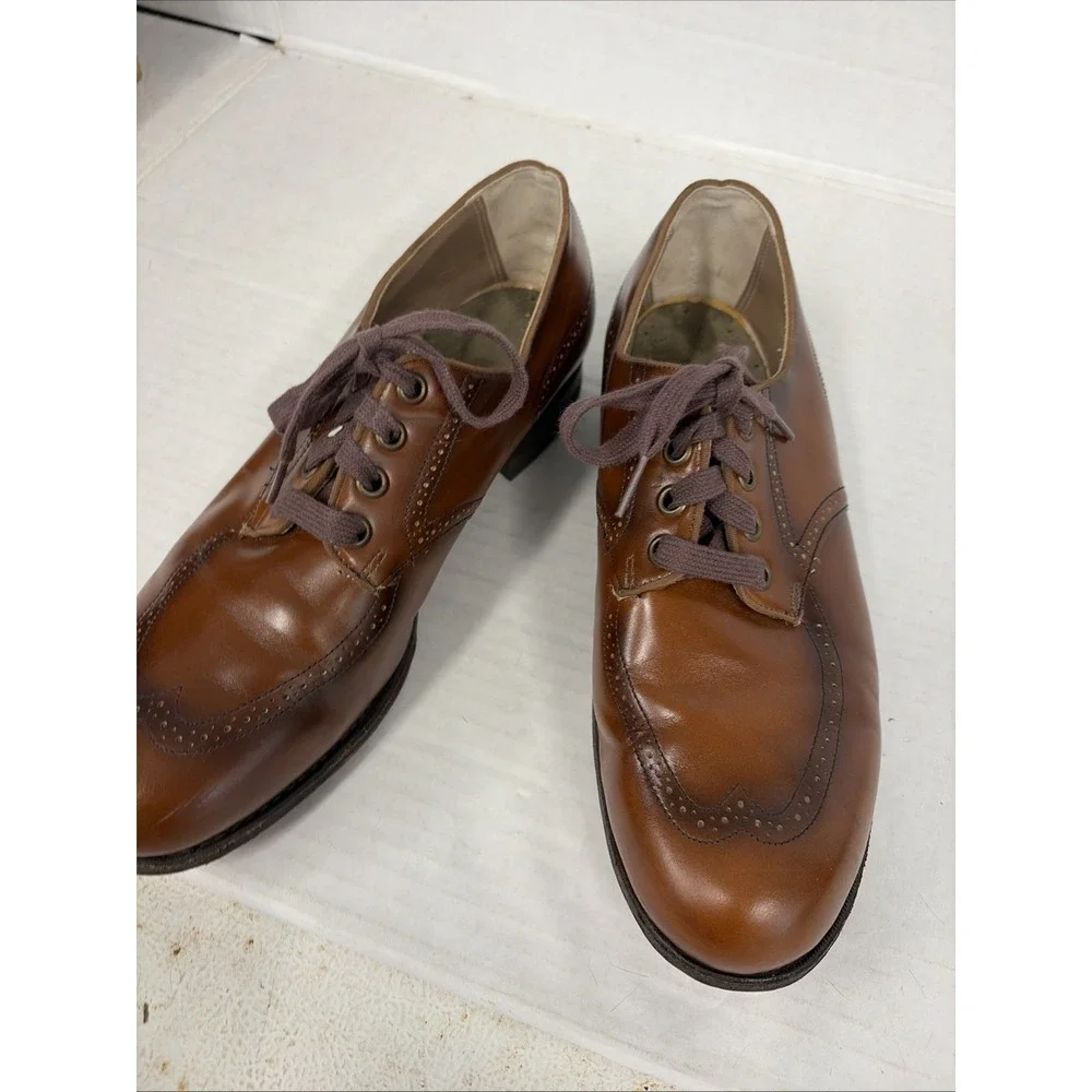 Vintage 1973 Vulcan Men's Brown Leather Shoes Size 8 E Wide vintage Made in USA